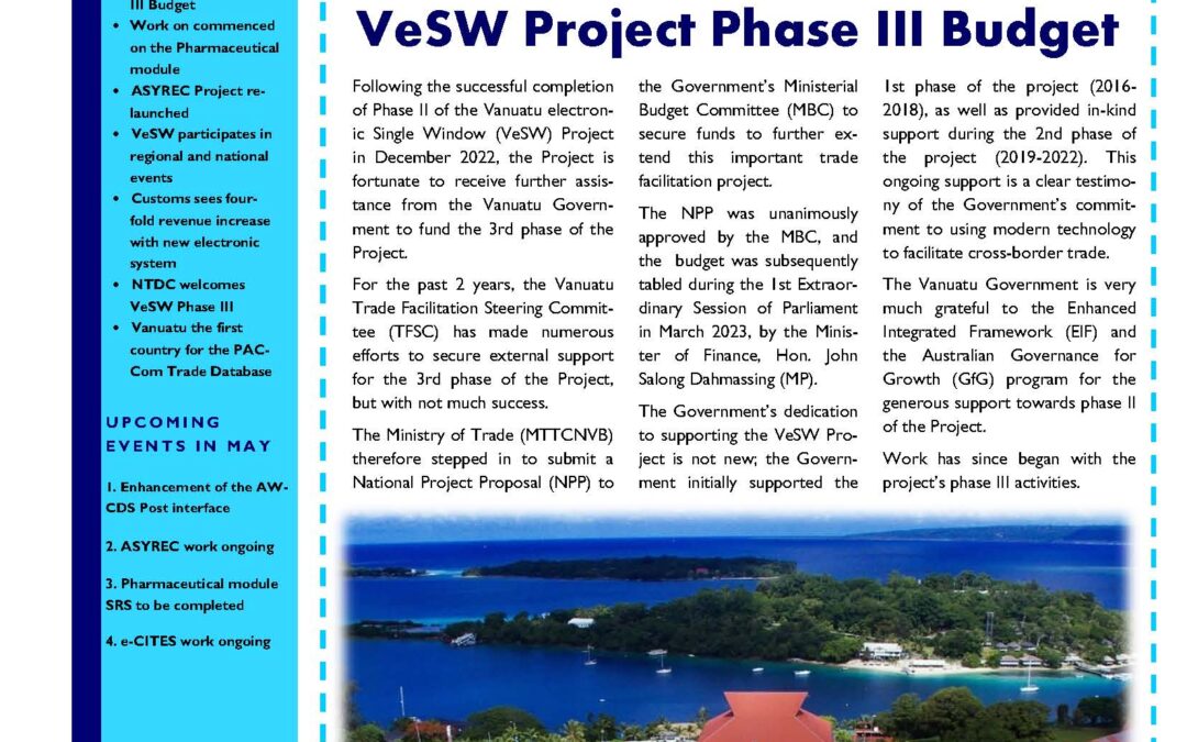 Vanuatu Electronic Single Window Project newsletter – Issue 29